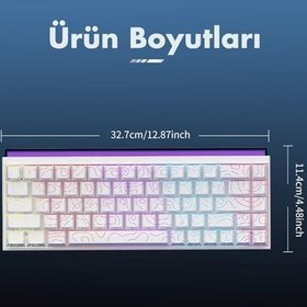 Resim Coverzone Desenli Kablolu Ergonomik Mekanik Oyuncu Klavyesi-Ambiyans Aydınlatmalı AJAZZ Nacodex NK-68 Kontur Desenli - Beyaz 