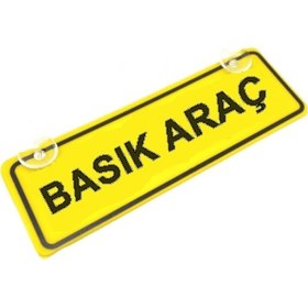 Resim Basık Araç Yazılı Sarı Dekor Plaka Vantuzlu Cam Süsü 