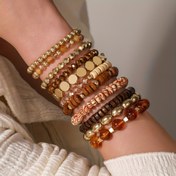 Resim Vintage Boho-Chic 10/11 Adet Boncuklu Bilezik Seti - Akrilik ve Ahşap CCB Çok Katmanlı Yığınlanabilir Bangliler, Partiler ve Hediyeler İçin İdeal, Tüm Mevsimler İçin Uygun, Boho/Ahşap CCB Boncukları 