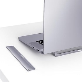 Resim McStorey Laptop Stand Ultra ince 4 mm katlanabilir alüminyum ergonomik dizüstü stand 11.6 13 15 16 17 inç uyumlu görünmez yapışkanlı hafif taşınabilir notebook yükseltici ofis ev seyahat Gri 