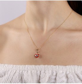 Resim 14 Ayar Nazarlık Altın Kolye Mine Kalp Iki Taraflı 