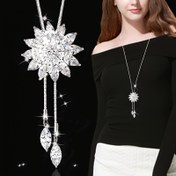 Resim 1pc Lüks Y-Shape Kar Tanecikli Kolye Kadınlar için, Sentetik Kübik Zirkonya, Çinko Alaşım, Moda Uzun Sweater Zinciri Takı Günlük Giyim için 