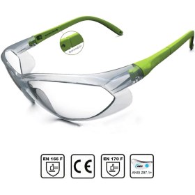 Resim Bisiklet Gözlüğü Yüz Ayarlı Motorcu Rüzgar Korumalı Gözlük Yeşil Saplı Uv Koruyucu Şeffaf 