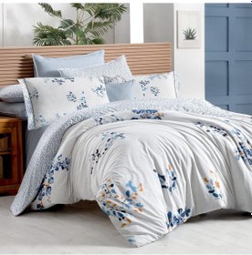 Resim Sarev Bonamy Mavi King Size Battal Boy %100 Pamuk Nevresim Takımı 