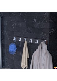 Resim Modilayn Arı Serisi 18 Kancalı Banyo Askısı - 6'lı Set 86,4x9,6 Cm Ekstra Düzen Ve Yer Tasarrufu Antrasit - Beyaz 