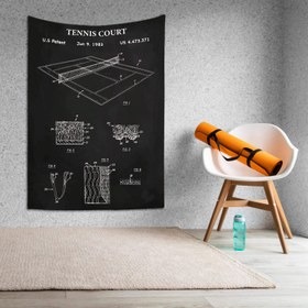 Resim Tennis Court Chalkboard - Tenis Kortu Duvar Örtüsü 