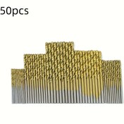 Resim 50 Adet Gümüş ve Titanyum Kaplama Yüksek Hız Çeliği Matkap Ucu Seti - Altıgen Saplı, Metal, Ahşap ve Plastik için Spiral & Yuvarlak Spiral Uçlar | Elektrikli Matkap Parçaları ve Aksesuarları | Dayanıklı Yapı, Titanyum Kaplamalı Matkap Uçları 