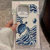 Resim Beşik Desenli Mavi Kaplumbağa Su Dalgası TPU Kılıf iPhone 16 Pro Max/14/16 Plus/15/13 Pro/12/11 İş Tipi Düşmeye Karşı Koruyucu Yüksek Görünümlü 