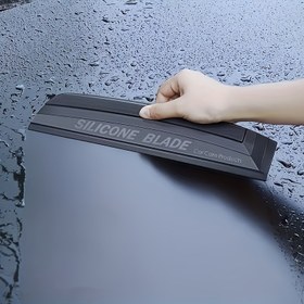 Resim Premium Silikon Araba Kaplama Sıkacağı - Çizmez, Yumuşak Cam Temizleme Aracı Film, Kaplama ve Cam için, Etkili Kurutma için Kauçuk Kenarlı Siyah Plastik Sap 