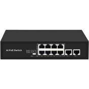 Resim e-center 8 Port 10/100 +2 10/100 Uplink Poe Switch (120w) Uyumlu 