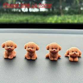 Resim 4 adet Mini Teddy Köpek Figürleri için - Araba ve Mikro Peyzaj için Sevimli Reçine Yavru Heykelleri, İdeal Kendin Yap Bahçe Süsleri, Arkadaşlar ve Aile için Mükemmel Hediye, Araba Dekoru 