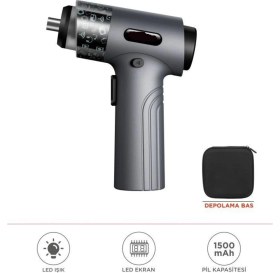 Resim Başkenttekno 30 Parça Sarjlı Tornavida Seti – LED Işıklı Mıknatıslı Type-C 