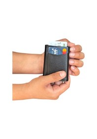 Resim Premium Serisi Özel Kutulu Lüks Deri Mekanizmalı Cüzdan Kemer Kartlık Ve Bileklik Erkek Seti Siyah 