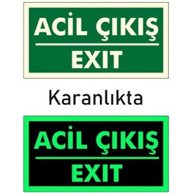 Resim Acil Çıkış Exit Levhası Fotolümenli Fosforlu 