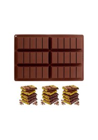 Resim Silikon Kalıp Dubai Çikolata Bar Ve Kek Çizgili Tablet Dubai Çikolatası Kalıbı 6 Lı Renksiz 