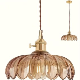 Resim 1 adet vintage kehribar cam avize, E26/E27 duyulu asma lamba yatak odalarına mutfaklara salon ve oturma alanları için çok uygundur, 110V/220V sabit kablo bağlantılı, şeffaf malzeme, montaj aksesuarları dahil (ampul hariç), Oturma Odası Tavan Lambası, Yatak Odası Aydınlatması,Ev Dekorasyon Aydınlatma,Modern Kolye,Vintage Aydınlatma,Yüksek kaliteli cam,Dayanıklı İnşaat,Yarı Gömme Montaj,Dekoratif Aydınlatma,Ev Yenileme Ustaları,Aydınlatma Tutkunları 