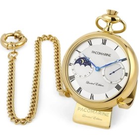 Resim Pacomarine Pm.pockhet.g1 Pacomarine Nostaljik Zincirli Orjinal Kutusunda Köstekli Cep Saati Özel Tasarım 
