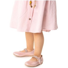 Resim Kiko Kids Cırtlı Kız Çocuk Taşlı Babet Ayakkabı 252 Pudra 001 