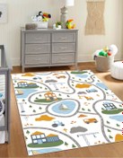 Resim VİVİCAHOME Dijital Baskı Kaymaz Taban Makinede Yıkanabilir Çocuk Odası Halısı Bebek Odası Halısı VCH 