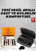 Resim NOY Yeni Nesil Akıllı Saat ve Bluetooth Kulaklık Kampanyası Dokunmatik Kare 7 Kordonlu 