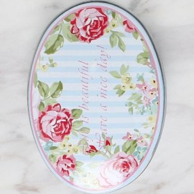 Resim Kahverengi Metal Oval Saklama Kutusu, Şık ve Pratik Depolama Çözümü 