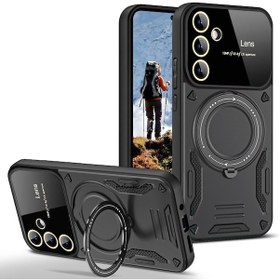 Resim Samsung Galaxy Uyumlu A56 Kılıf Magsafe Halkalı Gold Detaylı Tank Kapak 