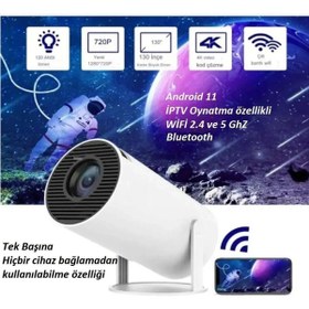 Resim TekizTeknoloji Taşınabilir Sinema Projektörü 1280 * 720p Ev Sineması Bluetooth Android 11 