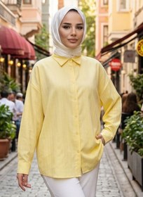 Resim adamila Kadın Premium Oversize Gömlek Tesettür Salaş Uzun Kollu Kaliteli Tunik 