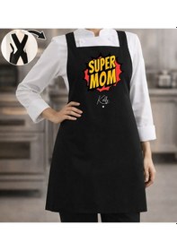 Resim Bk Gift Kişiye Özel Anneler Günü Tasarımlı Çapraz Askılı Siyah Mutfak Önlüğü - 3, Aşçı Önlüğü, Şef Önlüğü, Anneye Hediye Kobitmeyencom35891 Bk Gift Renkli 