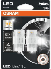 Resim Osram T20 Tek Devreli Led Ampul Turuncu 12v 1 Takım-2 Adet 