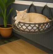 Resim Tasaryum Kedi Köpek Kalorifer Yatağı, Hamak Kedi Yatağı Antrasit 