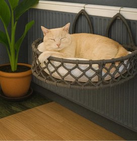 Resim Tasaryum Kedi Köpek Kalorifer Yatağı, Hamak Kedi Yatağı Antrasit 