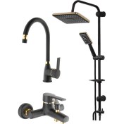 Resim HMS - Black Gold Batarya Seti (Mutfak + Banyo + Tepe Duş Seti) 