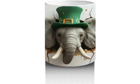 Resim St. Patrick Şapkasıyla Fil Figürü – Baskılı Kahve Kupası 