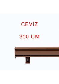 Resim Ceviz Dekoratif Perde Alüminyum Dekoratif Ray Kornişi 300 Cm 