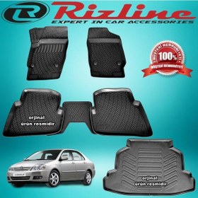 Resim Corolla Uyumlu 3D Paspas+Bagaj Havuz Siyah Sedan 2001-2006 Arası Rizline N11.13050 
