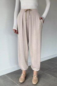 Resim Cepli Şalvar Pantolon Taş TZL-P-00020966 