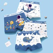 Resim 4 adet Erkek Çocuk Kutulu Slip, Bebek Erkekler İç Çamaşırı, Karikatür Astronot ve Deniz Kaplumbağaları Baskılı Esnek Bel Şort, Karikatür Uzay Adamı ve Köpekbalıkları %95 Pamuk Rahat Nefes Alabilen Yumuşak İç Çamaşırı 
