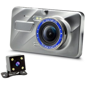 Resim Vkemall Araç İçi Dvr Kaydedici: 1080p Ön-arka İki Kameralı, Gece Görüşü, 4" Ips Ekran, Otomatik Kayıt Ve Park Monitörü 