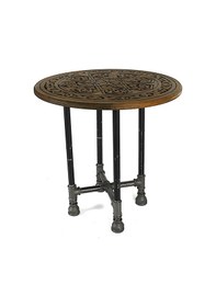 Resim Eskitme Ahşap Oymalı Yuvarlak Sehpa 50 Cm. 