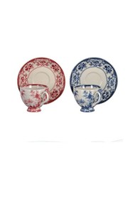 Resim Lucky Art Florantine 6li Ayakli Kahve Fincani Seti Kırmızımavi 100 Cc Çok Renkli 