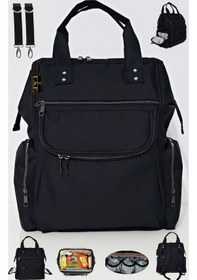 Resim Bebek Bakım Çantası Organizatör Fonksiyonel Lüx Anne Bebek Bakım Sırt Çantası Mrs Silver Siyah 