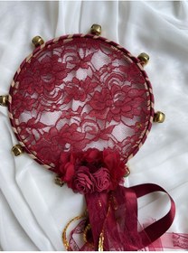 Resim LE FANTASİA Dantel Tüllü Kına Kasnak Tef - 23cm Çap - Bordo &Gold 