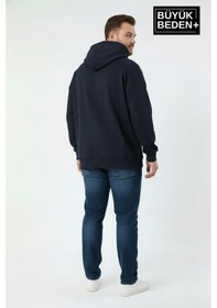 Resim Süperlife Erkek Büyük Beden Chef Baskılı Kapüşonlu Rahat Kalıp İnce Sweatshirt Spr26bsw966 Lacivert 