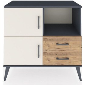 Resim Hyperion Şifonyer 2 Raflı 2 Çekmeceli 2 Kapaklı 88x44x80 Antrasit-aytaşı/çam Aytaşı/çam 