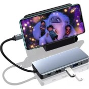 Resim MST-12K Type-C To 5*usb 3.0 4K HDMI RJ45 Ethernet VGA Sd Tf Kart Okuyucu Aux Pd Hub Çevirici Adaptör 