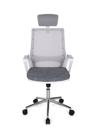 Resim Ofisbazaar Lizz Beyaz Fileli Yönetici Koltuğu Ergonomik Başlıklı Ofis Koltuğu Gri Gri 