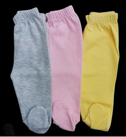 Resim özdemirli bebe Bebek Patikli Alt Hava Alır Kumaş Düz Renk (3 Lü Paket Gri-pembe-sarı) 