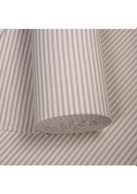 Resim Bej Çizgili Keten Kumaş - Yıkanmış Kumaş 100x230cm Renkli 