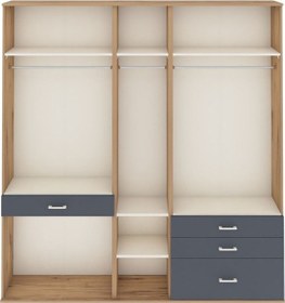 Resim Arges Dolap 7 Raflı 4 Çekmeceli 3 Askılı 220x30x243 Çam-aytaşı/antrasit Aytası/antrasıt 